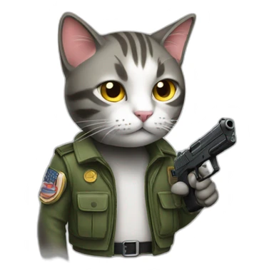 CAT  with a gun emoji sticker