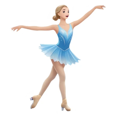 An icon showing The rink is illuminated by soft light beams, with cheering spectators in the stands. Snowflakes gently fall, adding to the magical atmosphere. a graceful figure skater performing a spin on the ice in a grand ice palace. Transparent background highlights elegance and artistry. sticker