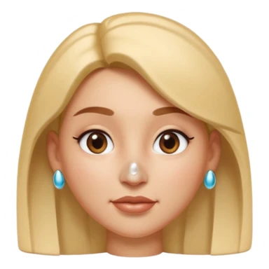 A 3D cartoon woman with a shiny metallic nose pin clearly visible on her left nostril, soft skin tone, Memoji-style lighting. sticker