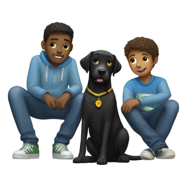 Black lab with two teenage boys  sticker