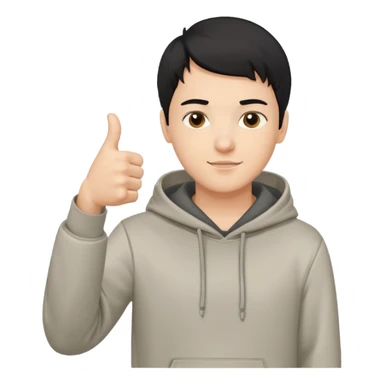 парень в худи с короткой стрижкой на бок и черными волосами смотрит в камеру, и показывает ЛАЙК. Его рука очень близко к камере, потом он снова возвращает руку в исходное положение sticker