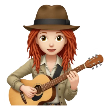 female red haired Musician with dreadlocks and fedora sticker