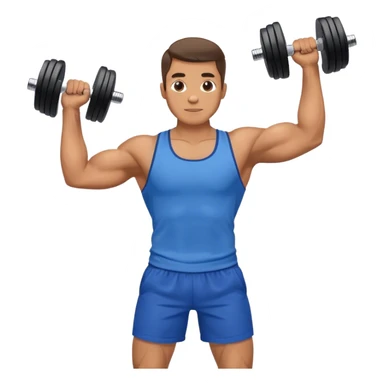 man with blue shorts doing side-lateral raise (T pose) with light dumbbells sticker