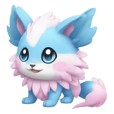 Cute cool white blue pink animal hybrid Fakemon full body sticker