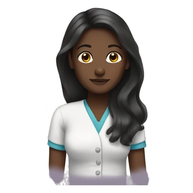 Caregiver dark skin long dark hair sticker