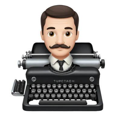 moustache man with vintage typewriter sticker