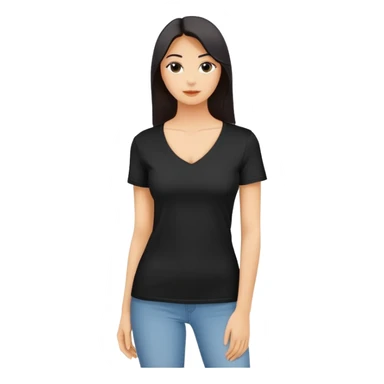 single black fitted v-neck t-shirt, cropped length, simple clean isolated garment only, no accessories, plain white background sticker