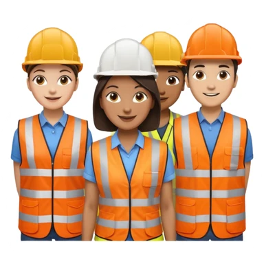 group of railway engineers mixed races and genders behind a table sticker