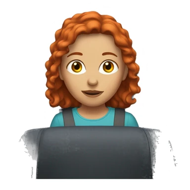 red-haired girl in car interior sticker