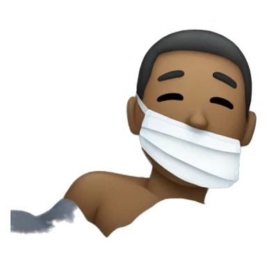 A man have mask and sleeping on bed sticker