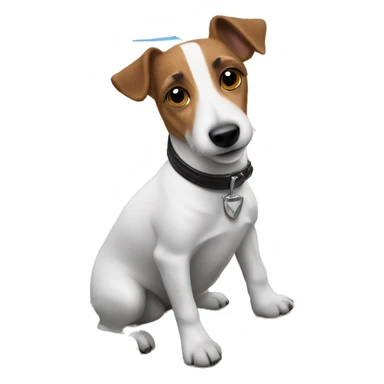 a jack russel driving a private jet sticker