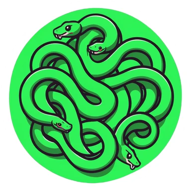 circle of snakes, multiple snakes arranged in a circular pattern sticker