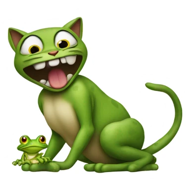 A Cat beating a frog  sticker