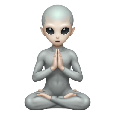 fullbody gray alien PRAYING HANDS REARVIEW sticker