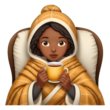 black girl wrapped in blanket drinking tea sticker