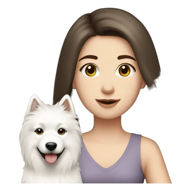 Brunette pale girl  and two Samoyeds sticker