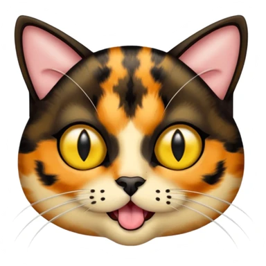 Black and yellow tortis cat with tongue out and yellow eyes sticker