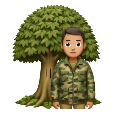 A large german man hiding behind a skinny tree sticker
