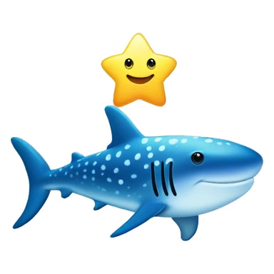 Two baby whale shark emoji rainbow with star sticker
