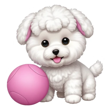 Bichon Frisé dog playing with toys sticker