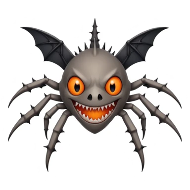 A bat with acid all in his body and his eyes  replaced with shark teeth and his hand in his back ( four hand) and his spines will be very spiky  and his leg will like a spider and last his eyes or 4 eyes will be in his hands and the colour of the eyes will orange and black sticker