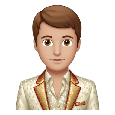 Peter Allen with Brown Hair, Ivory Sequin Outfit sticker