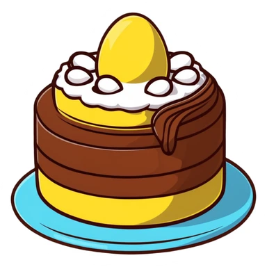 Traditional mona de pascua cake with chocolate eggs sticker