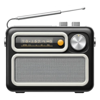 A black and white icon of a vintage handheld transistor radio sticker