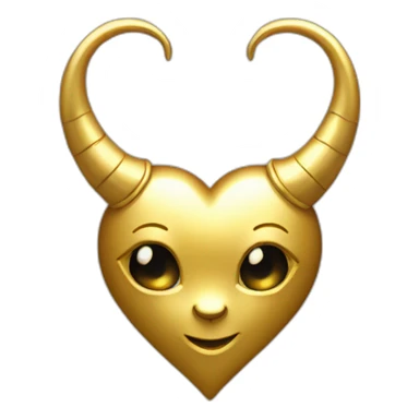 Gold heart frame with horns and tail sticker