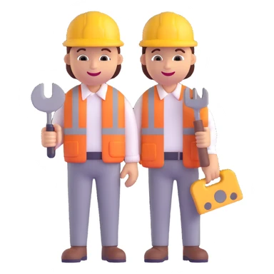 3D smiley emoji, round shape, carpenter with saw and work clothes, text 'Asztalos' sticker