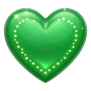 ios green heart with sparkles sticker