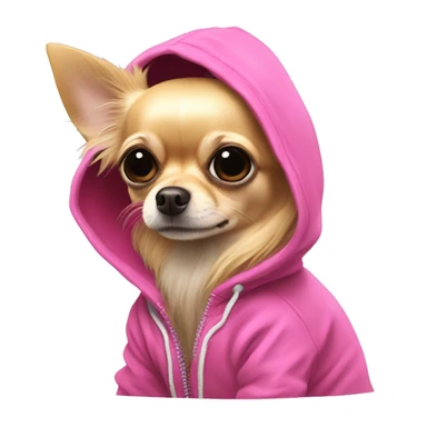   wirey fur long haired blonde chihuahua in a huge pink hoodie sticker