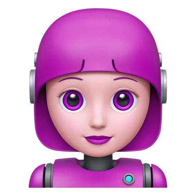 A friendly 3D chatbot assistant icon with a rounded square head, simple eyes, and a subtle smile. Clean, minimal, professional design suitable for a corporate SharePoint icon.Magenta color palette (#E20074) with dark purple and soft pink accents. sticker