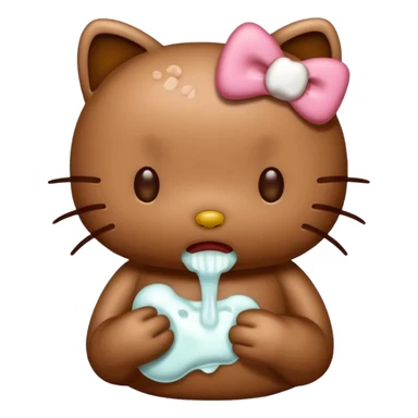 brown hello kitty puking sticker