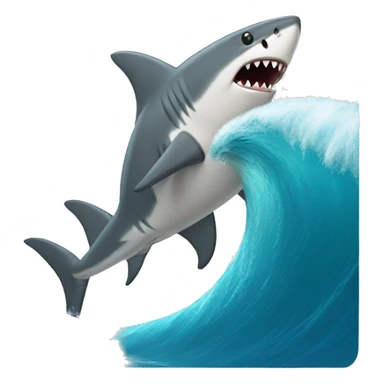 Shark surfing a tsunami sticker