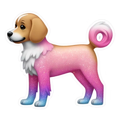 Pink ombre full body dog with glitter sticker