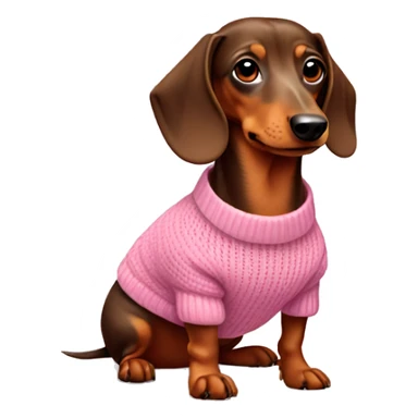 Brown and tan Dachshund wearing a pink sweater sticker