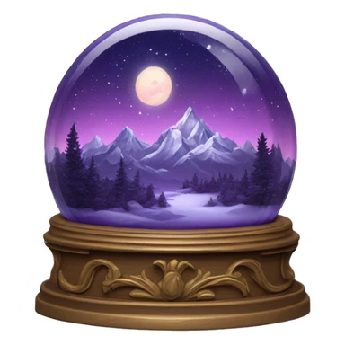 vintage purple rococo night sky mountains snow globe sticker
