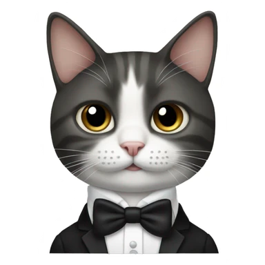 Cat wearing tux with a bow sticker