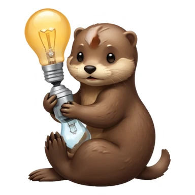 otter hugging one lightbulb sticker
