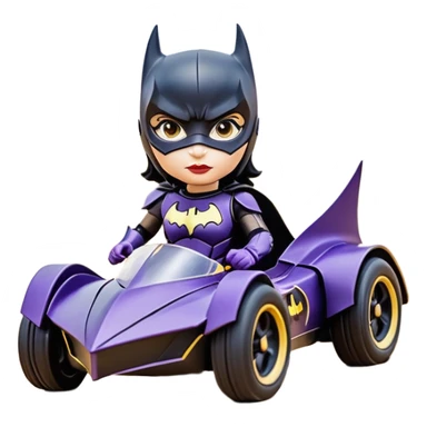I:16 scale racing sexy fitted Batgirl’s buxom attractively armored midnight-colored tight outfit tv series style dark knight stealthy accurate sporty safe plush deluxe off-road pursuit drifting prototype car (black hair, driving aggressively) rally vehicle  sticker