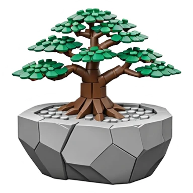 Stone Age rocks cracked and broken forming a very shallow bonsai pot Lego  sticker