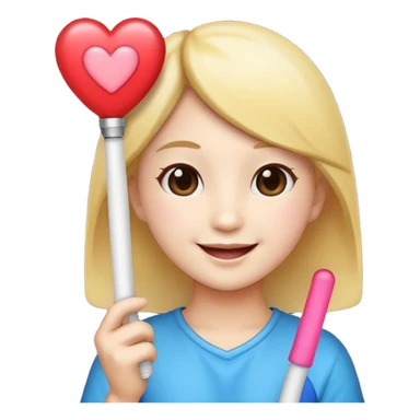 a fan emoji with heart eyes holding a K-pop light stick sticker
