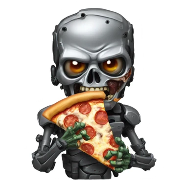 terminator zombie eating pizza sticker