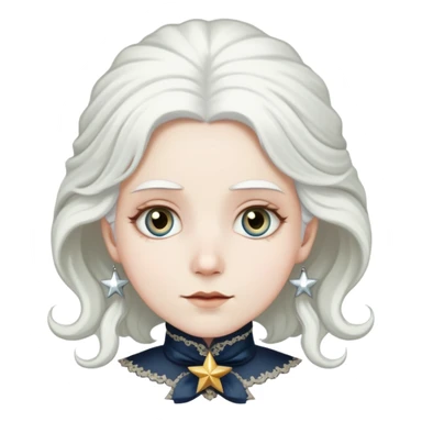 Victorian era character with pale white skin, white hair, and star-shaped eyes wearing historical Victorian clothing sticker