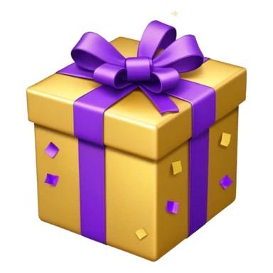 A purple and gold present opens with confetti  sticker
