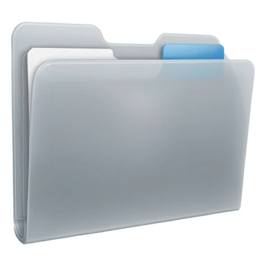 A **minimal emoji-style icon** of a frosted light-gray plastic folder, rectangular with **rounded corner*, **elastic string closure with a circular button** at the center, slightly translucent surface, clean flat front, subtle soft shading, a
 sticker
