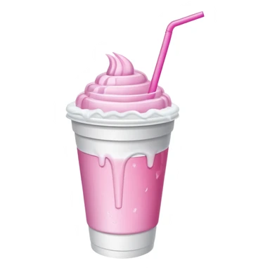 A double white styrofoam cup with pink drink with ice spilling sticker