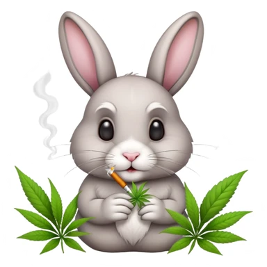 Bunny smoking marijuana with a spring flower theme with marijuana plants sticker