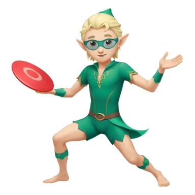 elf male legolas launching a frisbee woven from pure sunlight, wearing sporty teal swim shorts and performance sunglasses, pointy ears, centered emoji sticker